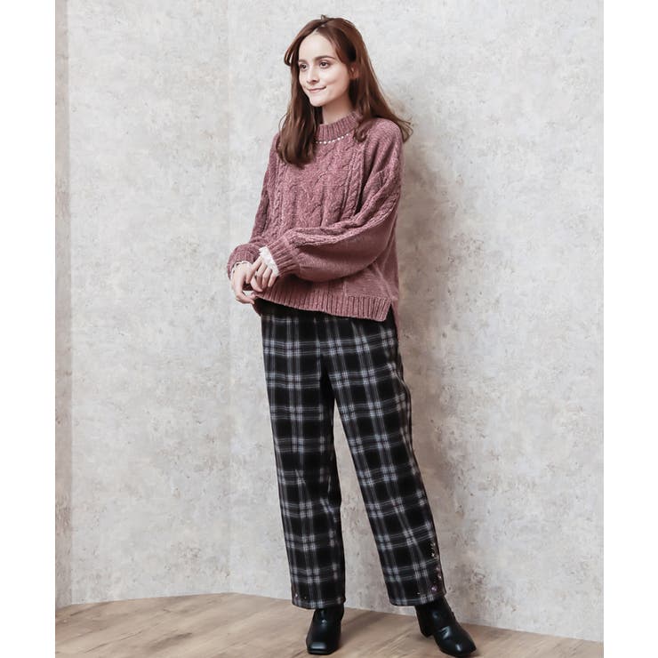 裾刺繍ストレートカットパンツ[品番：IGAW0001145]｜axes femme