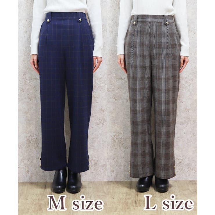 裾釦起毛チェックワイドパンツ[品番：IGAW0005753]｜axes femme（アクシーズファム ）のレディースファッション通販｜SHOPLIST（ショップリスト）