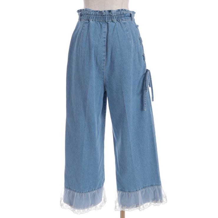 裾レースストレートデニムパンツ[品番：IGAW0006079]｜axes