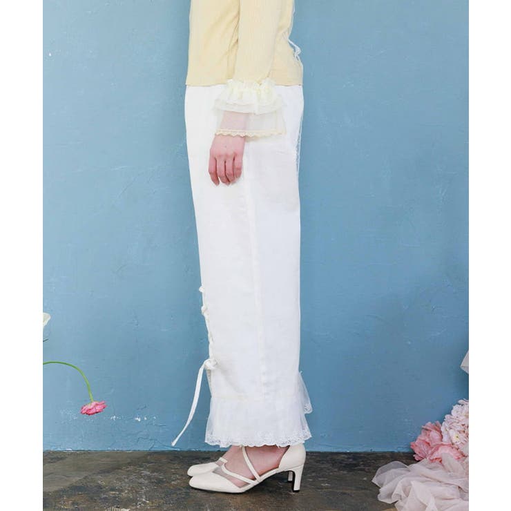 裾レースストレートデニムパンツ | axes femme | 詳細画像2 