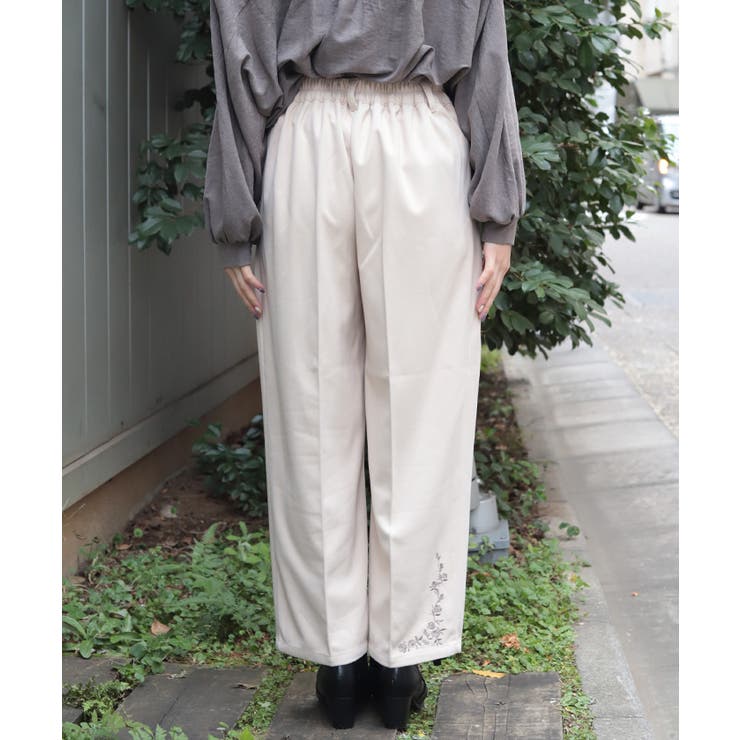 薔薇刺繍裏起毛パンツ | axes femme | 詳細画像3 