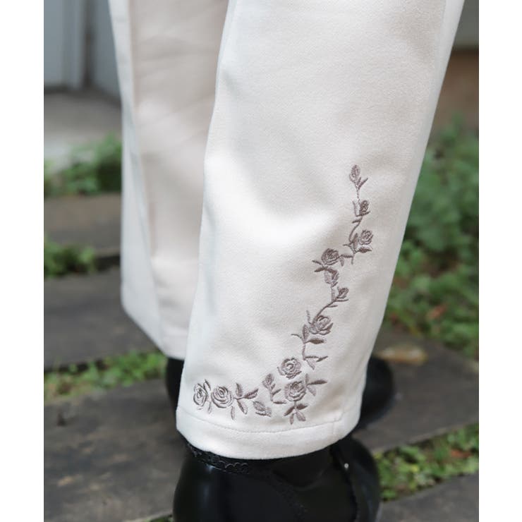 薔薇刺繍裏起毛パンツ | axes femme | 詳細画像5 