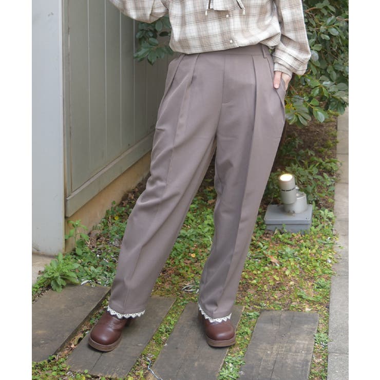 グレー | 裾レースストレートパンツ | axes femme