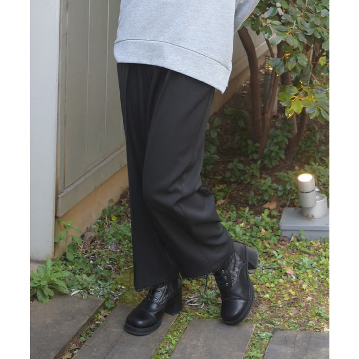 黒 | 裾レースストレートパンツ | axes femme