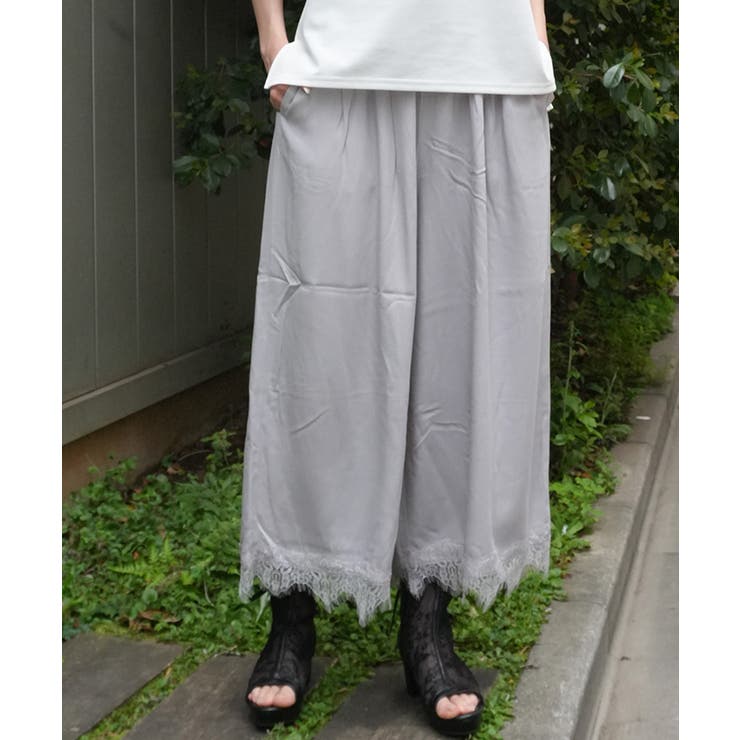 グレー | 接触冷感裾レースワイドパンツ | axes femme