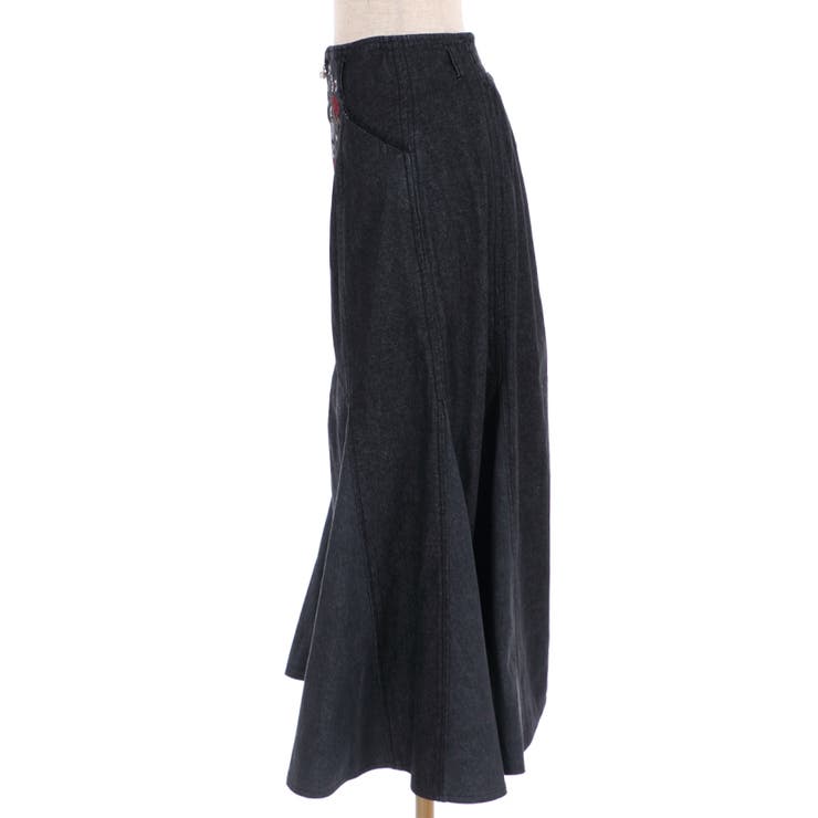 新品タグ付き⭐︎アンコキーヌ⭐︎選べる丈デニムマーメイドスカート⭐︎ブラック⭐︎3L SOMETHING デニパンミニスカート|SOMETHING|サムシング