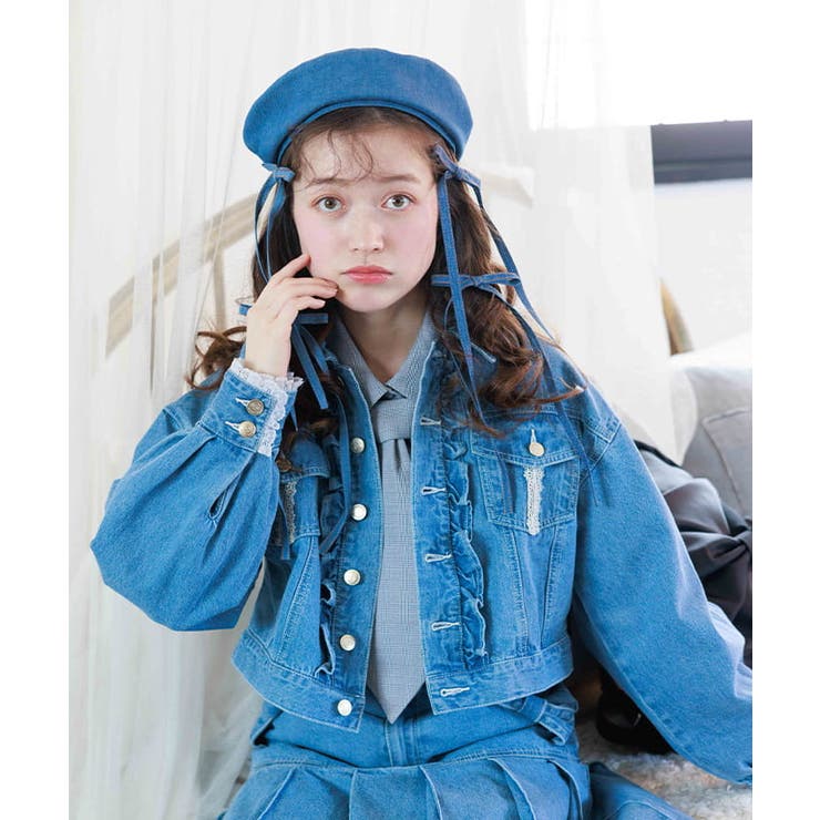 レース×フリルデニムジャケット | レディース服・レディース