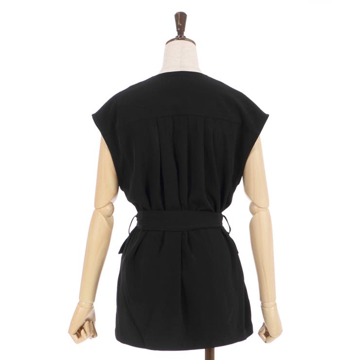 ポケット刺繍きざみ襟ジレ[品番：IGAW0002357]｜axes femme