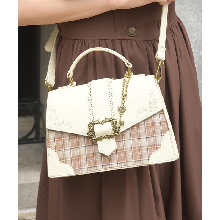 ベージュ | 配色チェック柄バッグ | axes femme