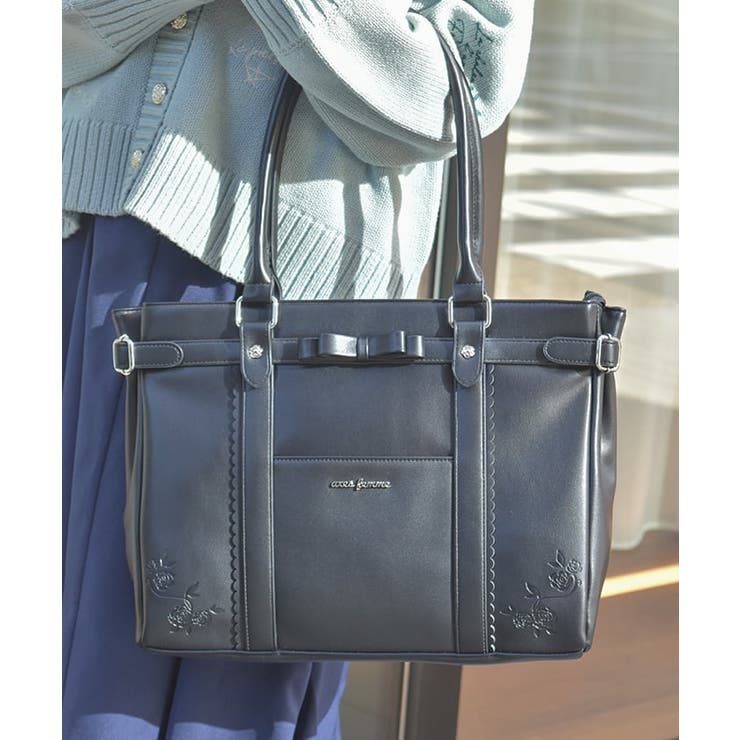 薔薇エンボスリボンA4トート[品番：IGAW0006023]｜axes femme