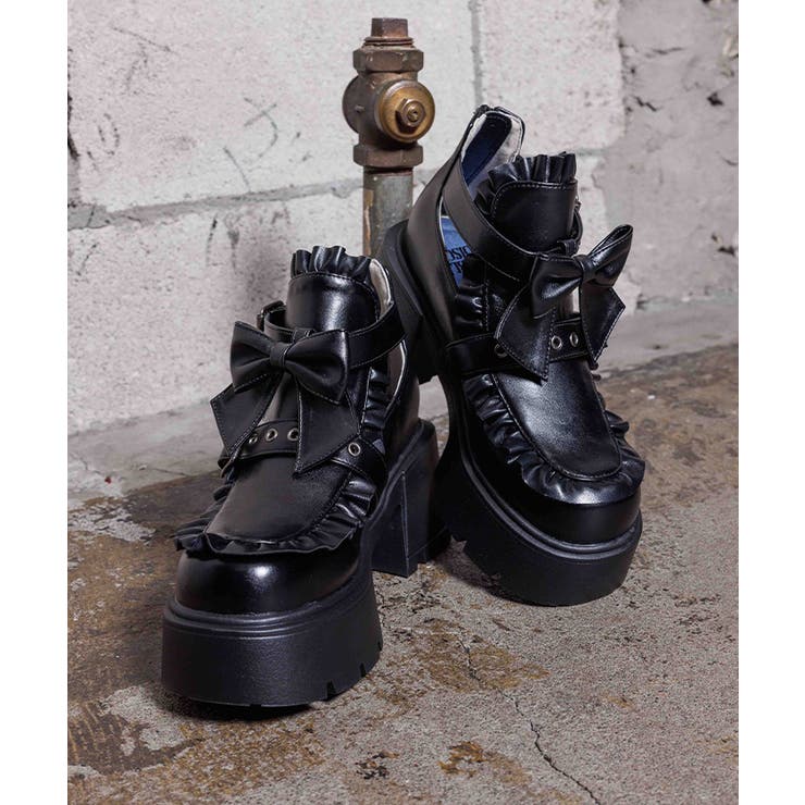 黒 | リボンフリル厚底パンプス | axes femme