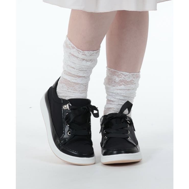 新品♡axes femme kawaii リボンスカラップ配色シューズ 黒 L axes femme kawaii（アクシーズファムカワイイ）の「リボン