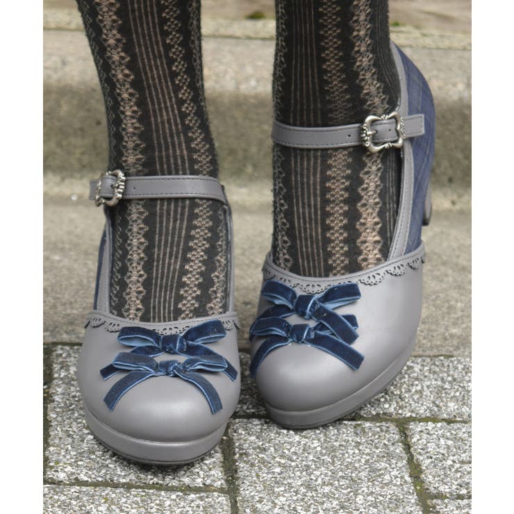 紺 | 配色チェック柄パンプス | axes femme