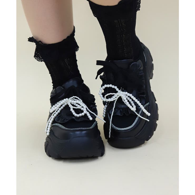 黒 | パールチャーム付きスニーカー | axes femme