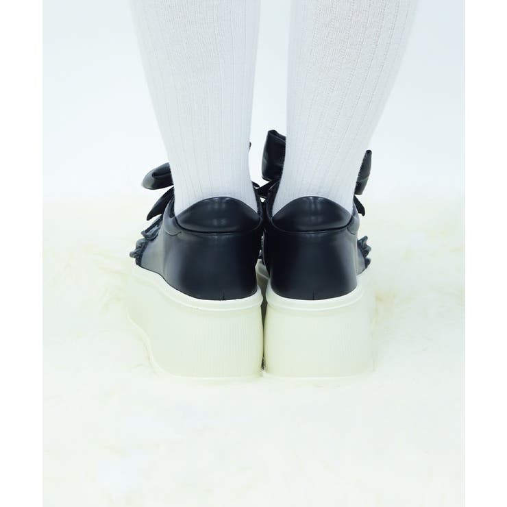 リボン付き合皮厚底スニーカー | axes femme | 詳細画像3 