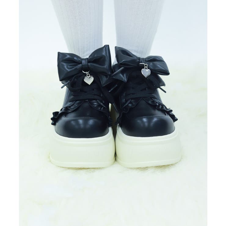 リボン付き合皮厚底スニーカー | axes femme | 詳細画像4 