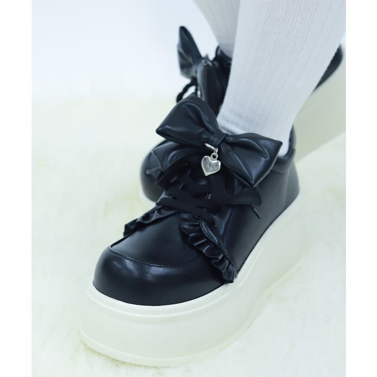 リボン付き合皮厚底スニーカー | axes femme | 詳細画像5 