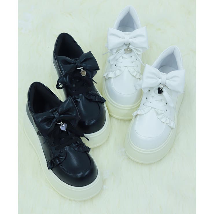 リボン付き合皮厚底スニーカー | axes femme | 詳細画像6 