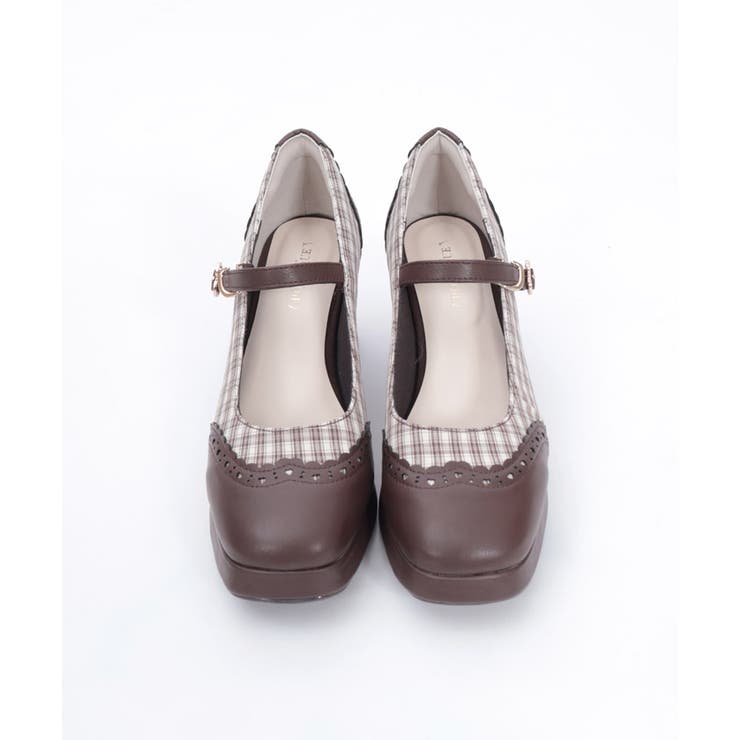 茶 | 柄切替カッティングパンプス | axes femme