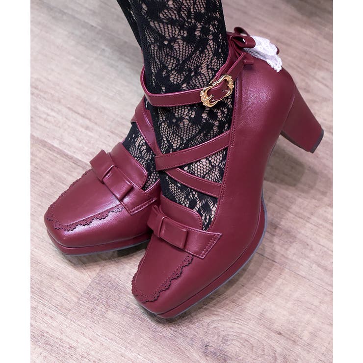 ワイン | バックフリルリボンローファー | axes femme