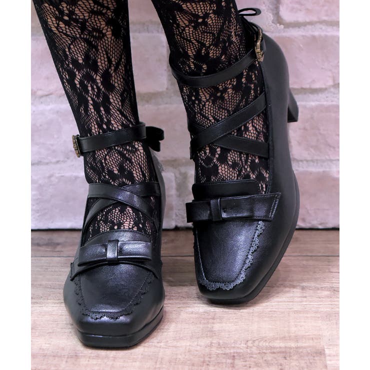 黒 | バックフリルリボンローファー | axes femme