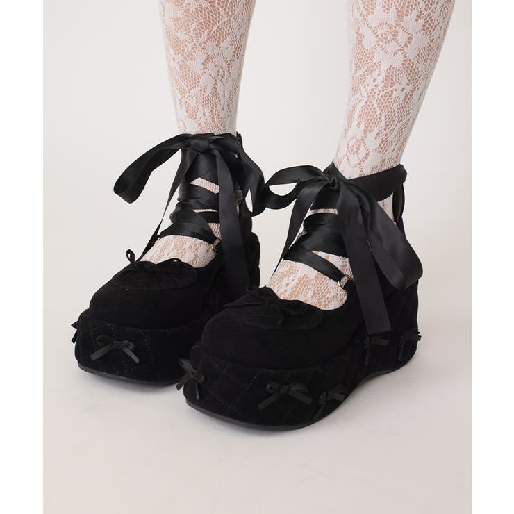 黒 | レースアップスエードパンプス | axes femme