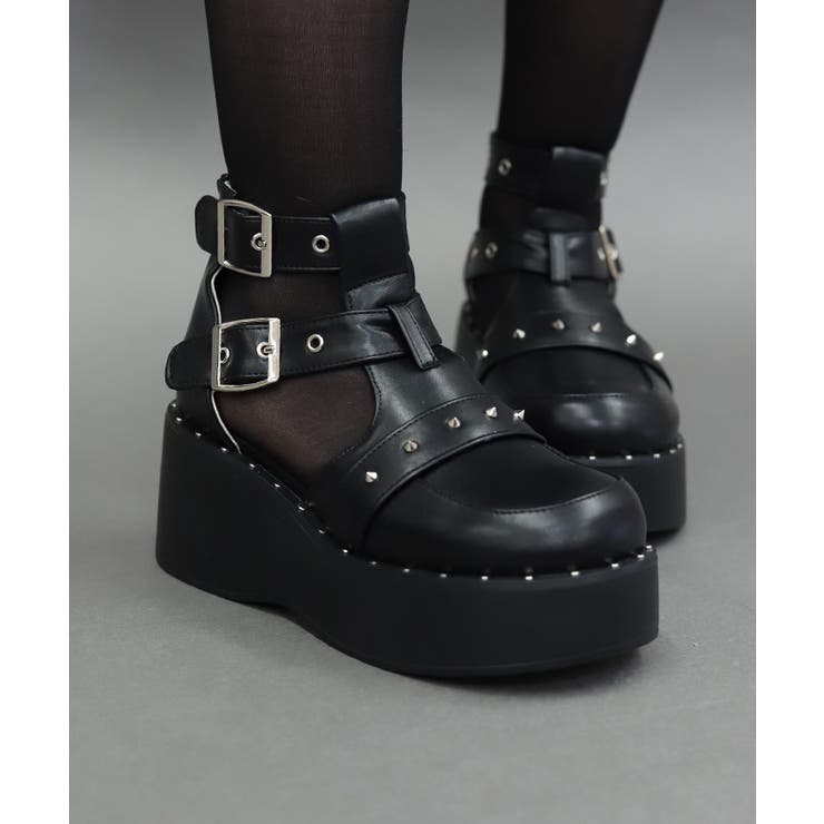 黒 | カットアウトデザインシューズ | axes femme