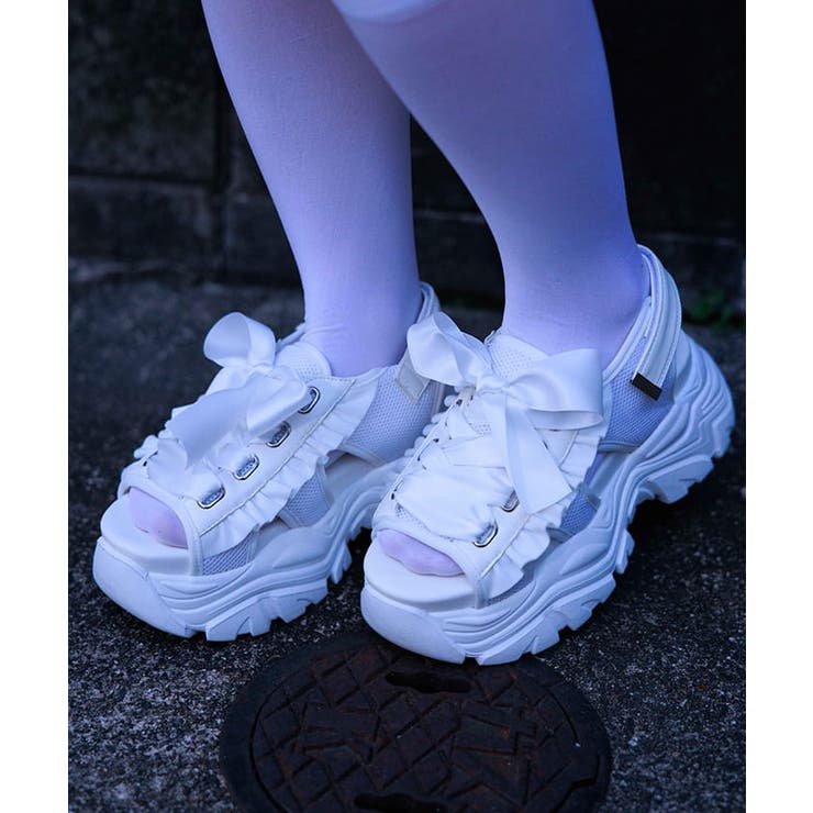 白 | 厚底レースアップスポサン | axes femme