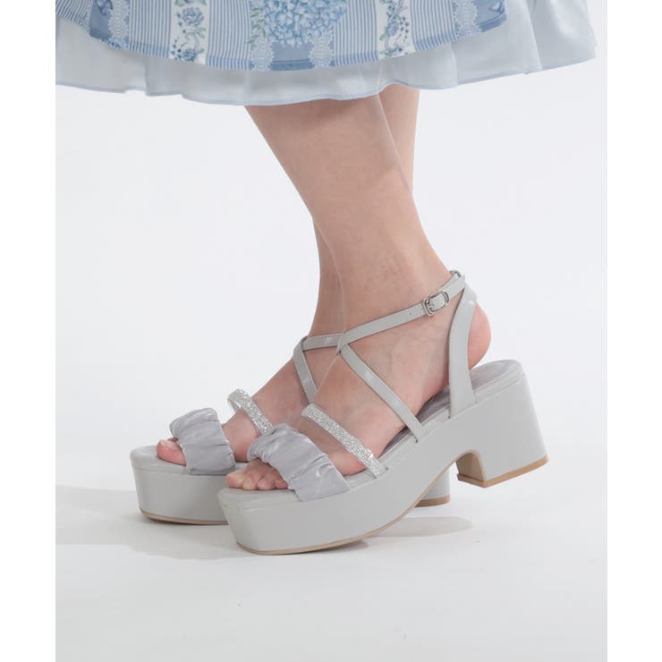 シフォン×グリッターサンダル[品番：IGAW0005072]｜axes femme