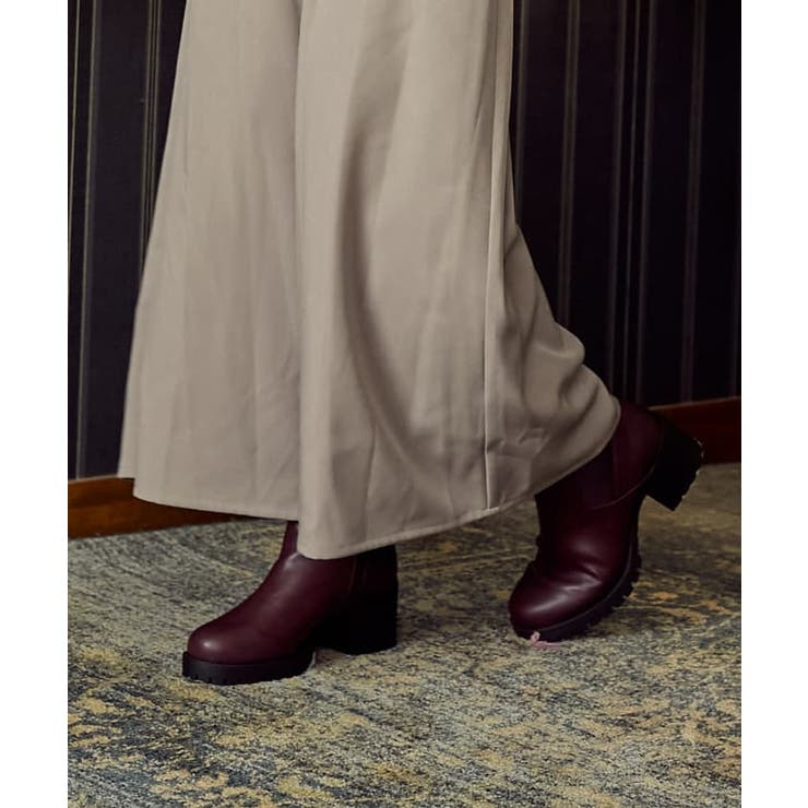 ワイン | フリルサイドゴアブーツ | axes femme