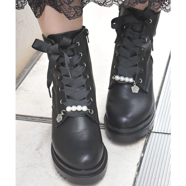パールチャーム付ミドルブーツ[品番：IGAW0005737]｜axes femme