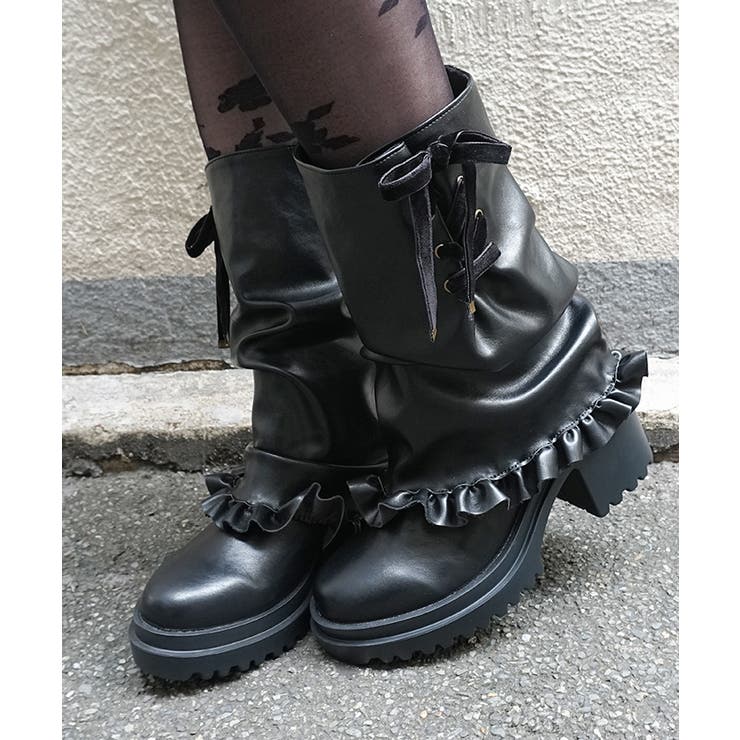 黒 | レースアップカバーブーツ | axes femme