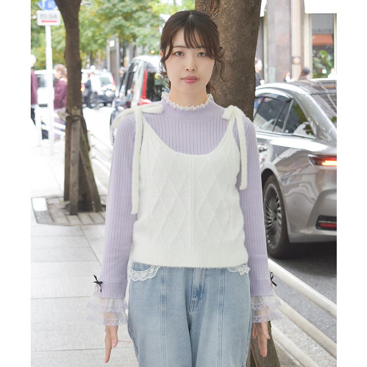 肩リボンシャギービスチェ | axes femme | 詳細画像4 