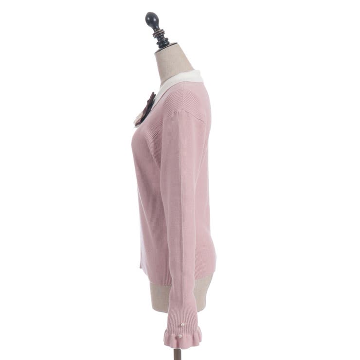 ブローチ付バイカラー襟ニット | axes femme | 詳細画像10 