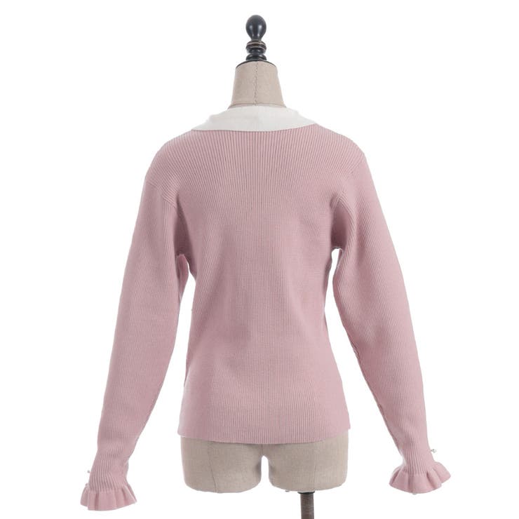 ブローチ付バイカラー襟ニット | axes femme | 詳細画像11 