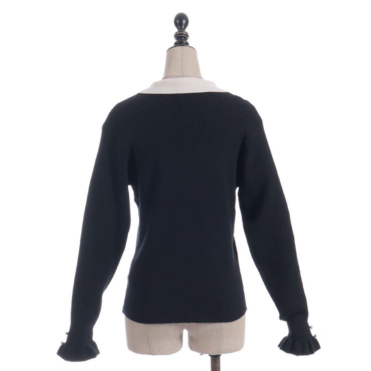 ブローチ付バイカラー襟ニット | axes femme | 詳細画像18 