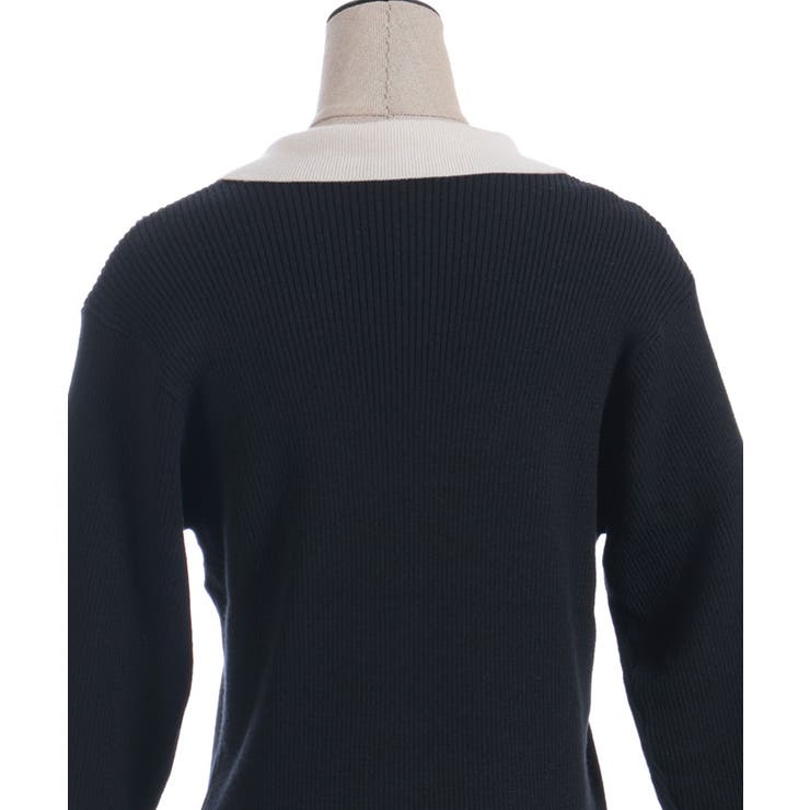 ブローチ付バイカラー襟ニット | axes femme | 詳細画像21 