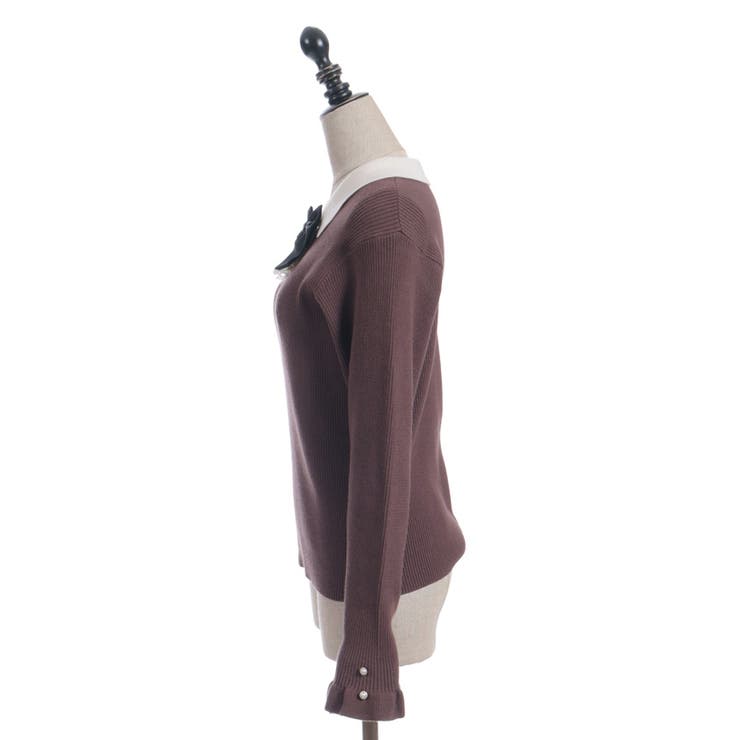 ブローチ付バイカラー襟ニット | axes femme | 詳細画像24 