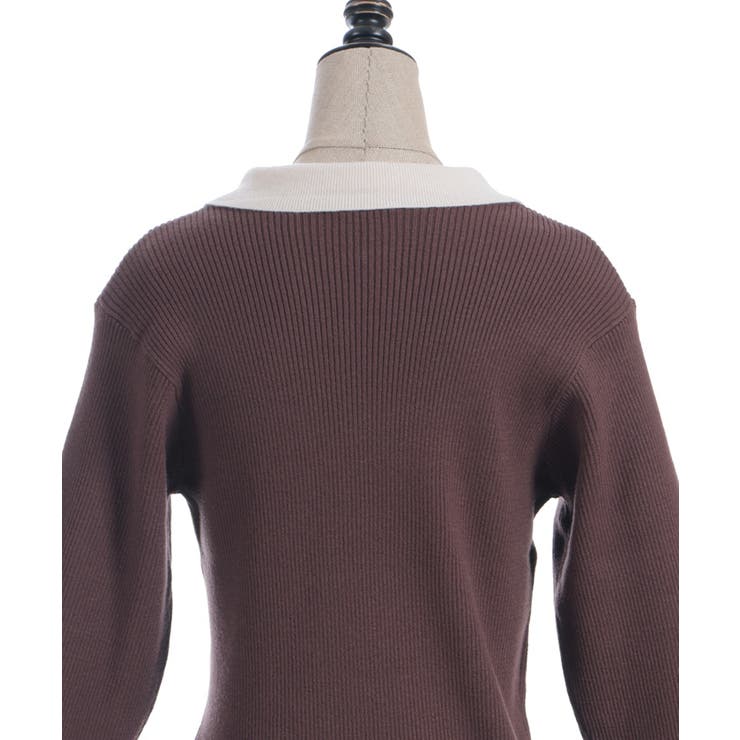 ブローチ付バイカラー襟ニット | axes femme | 詳細画像29 