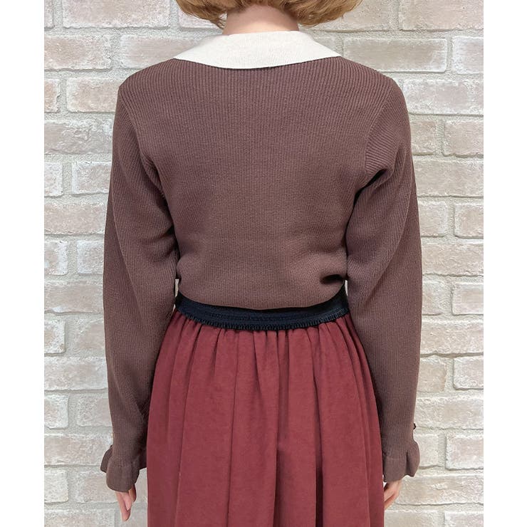 ブローチ付バイカラー襟ニット | axes femme | 詳細画像3 