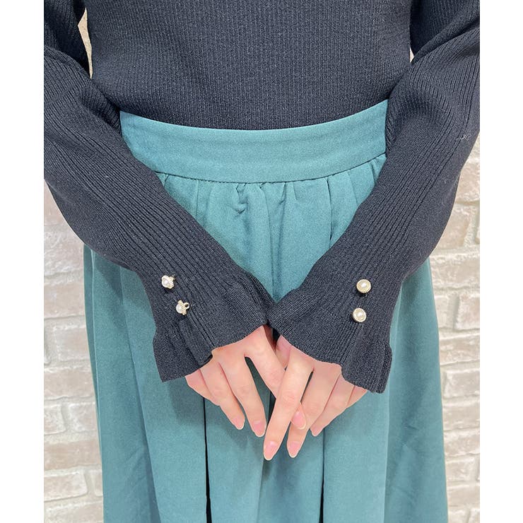 ブローチ付バイカラー襟ニット | axes femme | 詳細画像4 