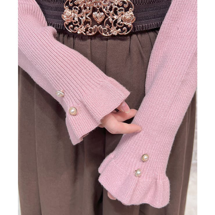 ブローチ付バイカラー襟ニット | axes femme | 詳細画像6 