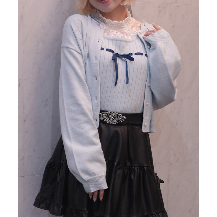サックス | ニットビスチェ×カーディガンセット | axes femme