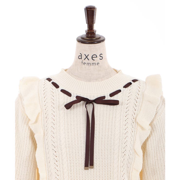 肩フリルニット[品番：IGAW0001264]｜axes femme（アクシーズファム