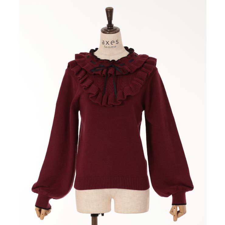 ヨークフリルニットプルオーバー[品番：IGAW0004385]｜axes femme