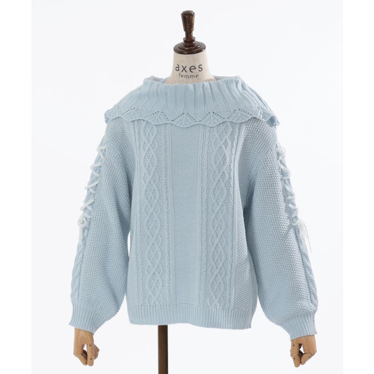 アプ♡レースアップニットプルオーバー レースアップニットプルオーバー[品番：IGAW0005963]｜axes femme