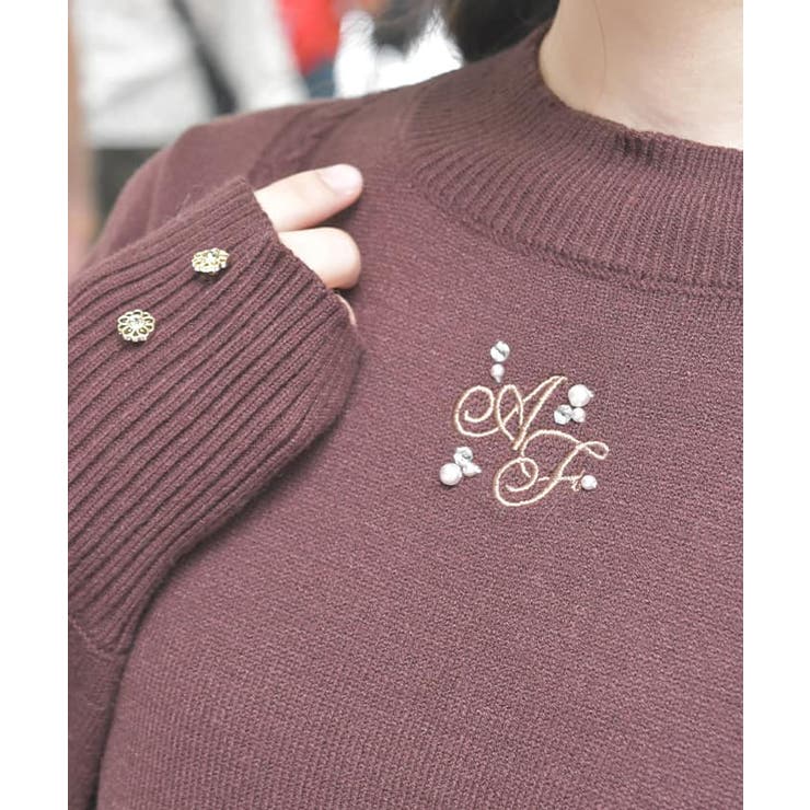 Y´s PINK ワイズ 14AW ネップ 刺繍デザイン ニットコート