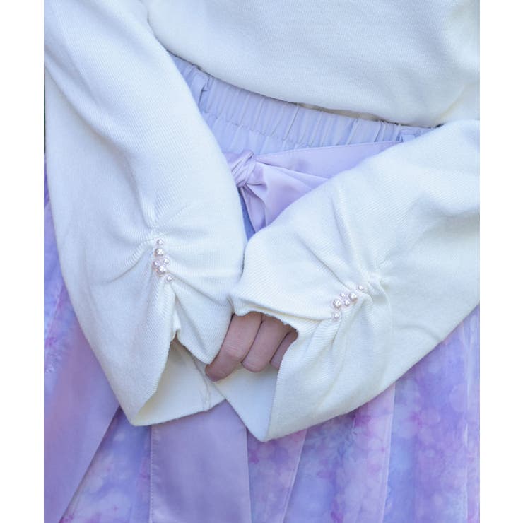 雪桜刺繍オフショル風ニット[品番：IGAW0005833]｜axes femme