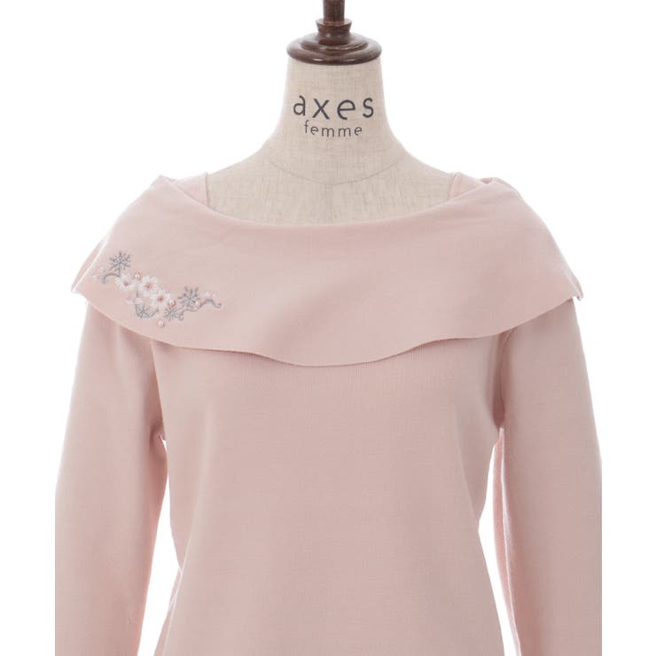 【驚きの値段】 雪桜刺繍オフショル風ニット[品番：IGAW0005833]｜axes femme ピアス