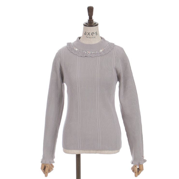 グレージュ | バラボトルネックリブニット | axes femme